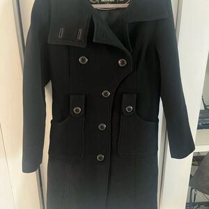 Mackage Canada Elegant Black Double-Breasted Women's Coat wool Sz L
